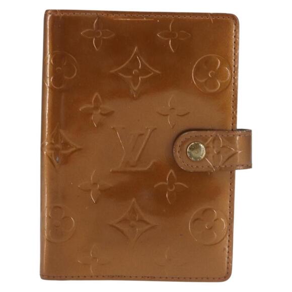LOUIS VUITTON Vernis Agenda PM Day Planner Cover Bronze R21004 LV Auth 144310